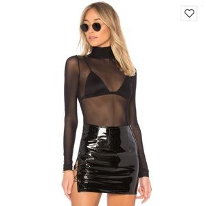 Danielle Guizio Sheer Turtleneck Bodysuit NWT